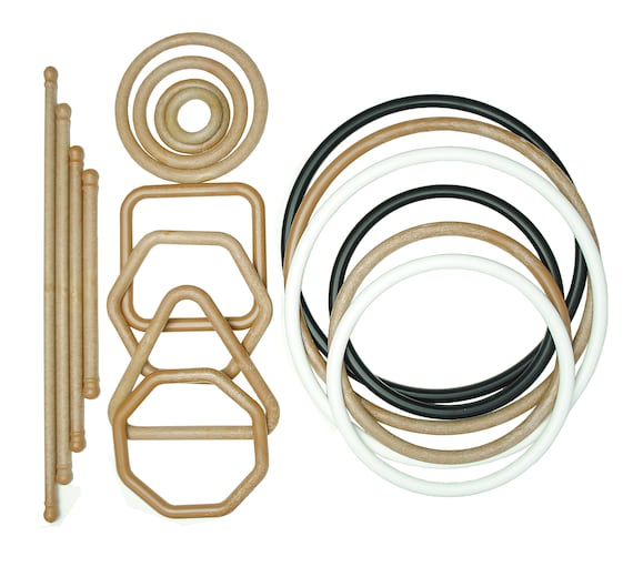 Linic Products UK Made Macrame Rings and Dowels/Rods, Set of 18, Plastic, Various Shapes/Sizes and Colours. (S7812) Free UK Postage.