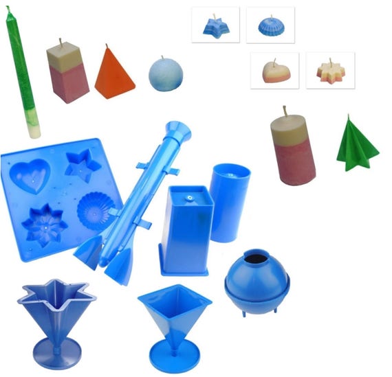 Set of 4 Candle Moulds 1 x Rectangular 1 x Pillar 1 x Pyramid 1 x Sphere S7566