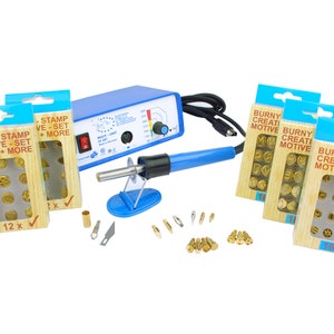 Proops Startec Multi Heat Pyrography Kit with 14 Tips & 5x Woodburning Stamp Sets (M9196) Free UK Postatge