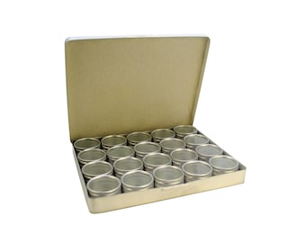 Proops 1 x Aluminium 20 Clear Storage Boxes in Tray, 30mm Dia Pots. Beads Findings Jump Rings (S7777) Free UK Postage