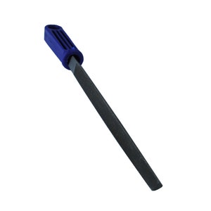 May include: A blue handled metal file with a black metal blade.