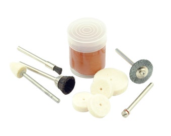 Polishing & Cleaning Kit Mini Jewellery Craft 10 piece Set (S7099). Free UK Postage.