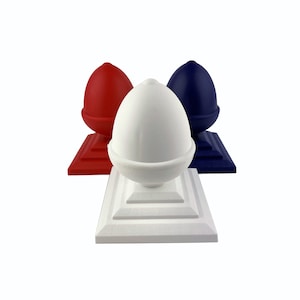 Fence Finial, Acorn Shapes & Square Fence Post Caps. PLASTIC Limited Edition Red White and Blue. Free UK Delivery