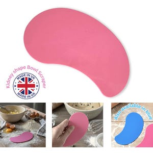 Linic Products UK Made Flexible Plastic Bowl Scraper, Kidney Shape, Pink. Pizza, Dough, Cake Mixing. (S7311) Free UK Postage