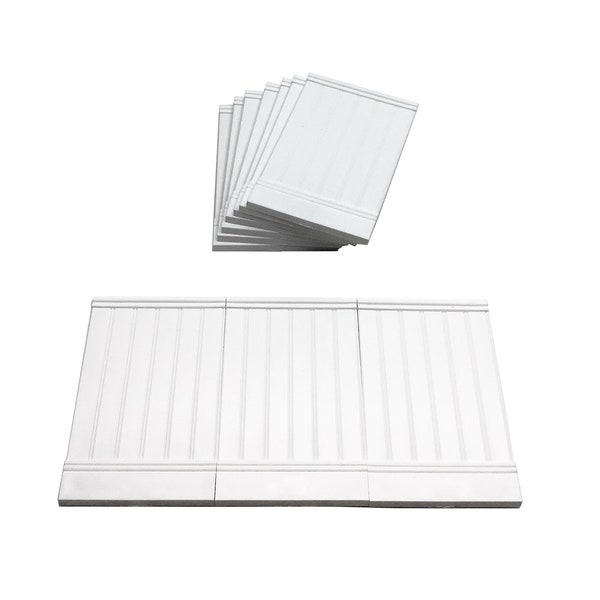 Dolls House Wall Panels, White, Tongue and Groove, Pack of 10, 1/12th Scale. (A1002) Free UK Postage.
