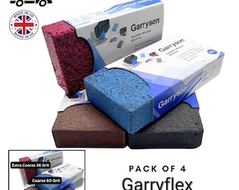 Bloques Garryflex, juego de 4, limpiador abrasivo flexible de grano 36, 60, 120 y 240. (M0294) Envío gratuito al Reino Unido.