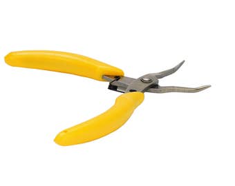 Proops Bent Nose Stainless Steel Pliers with Yellow Handles. Jewellery Making, Hobby, Modelling, Craft. (S7075). Free UK Postage