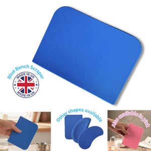 Linic Products UK Made Flexible Plastic Bench Scraper, Blue. Pastry, Bread, Pizza Dough. 14cm x 10cm. (S7324) Free UK Postage.