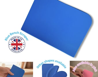 Linic Products UK Made Flexible Plastic Bench Scraper, Blue. Pastry, Bread, Pizza Dough. 14cm x 10cm. (S7324) Free UK Postage.