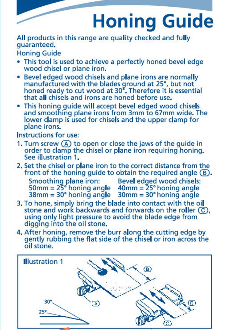 Proops Honing Guide for Sharpening Wood Chisels and Plane Blades. X1035 Free UK Postage image 3