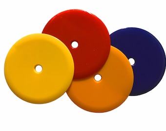 Marcadores/discos de encuesta Proops de 100 mm de diámetro, PAQUETE de 10, orificio de fijación único, plástico HDPE de alto impacto, bordes biselados (S7924). Envío gratuito al Reino Unido