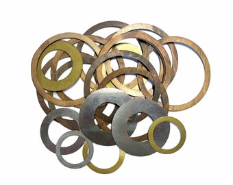 Washers, Bag of 20 Assorted Brass, Steel, Aluminium & Copper,  Various Sizes (X2310). Free UK Postage