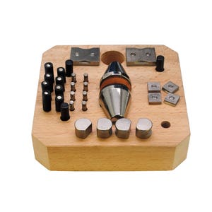 Proops 31 Piece Engraving Block Attachment Set on a Wooden Base Storage Stand (J2047) Free UK Postage.