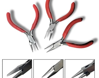 Proops Set of 3 Mini Wire Wrapping Pliers, 85mm, Flat, Round, Half Round Nose. Jewellery Making, Forming, Beading (J2028). Free UK Postage.