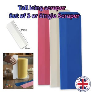 Linic Products UK Made Flexible Plastic Scraper, Extra Tall Side Scraper/Icing Smoother. (S7860). Free UK Postage.