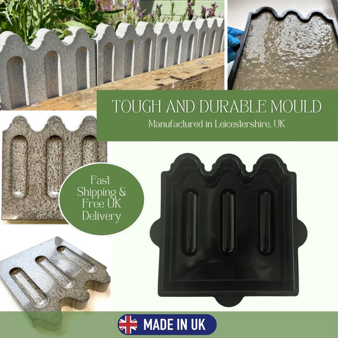 Garden Border / Lawn Edging Mould. Pack of 4 Moulds. Victorian Fluted ...