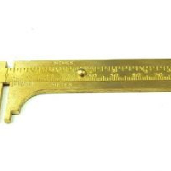 Proops Small Brass 3" Vernier Caliper Measuring Gauge inches & MM. Scale Size. (D8012) Free UK Postage