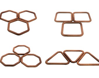 Linic Products UK Made Macrame Rings, Plastic, Pack of 20, Five of Each Shape, Square Hexagon Octagon & Triangle. (S7785) Free UK Postage.