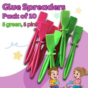 Linic Products UK Made Glue Spreaders, Pink/Green, Pack of 10 (5 of each), Plastic, Craft, Adhesive, PVA Spatulas. (S7300) Free UK Postage.
