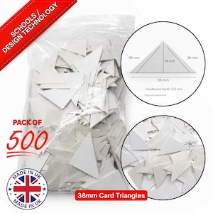 Proops Flat Cardboard Triangle Shapes, Bag of 500, 38mm, Right-Angled Triangles (S7894B) Free UK Postage.