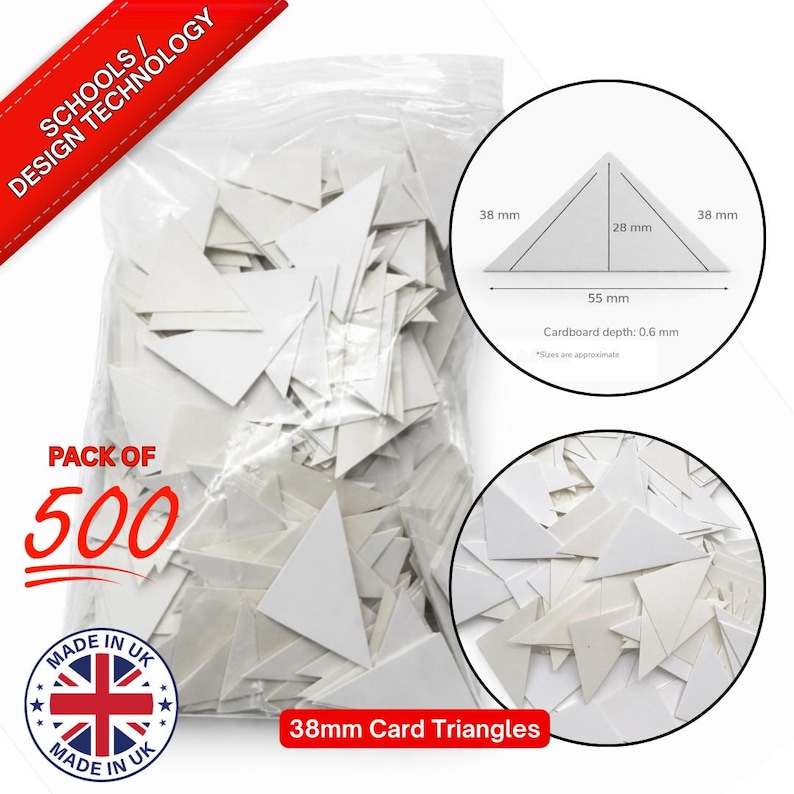 Proops Image Proops Flat Cardboard Triangle Shapes, Bag of 500, 38mm, Right-angled ...