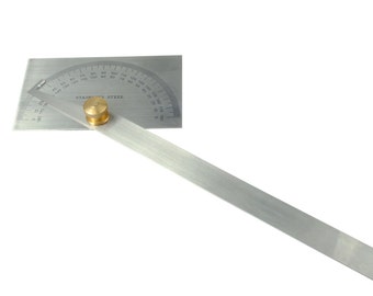 Stainless Steel Protractor with Brass Locknut. (M0001) Free UK Postage.