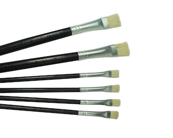 Proops 6 x Lefranc & Bourgeois Hog Bristle Oil / Acrylic Brush 4 x Size 6, 2 x Size 12. (S7323) Free UK Postage