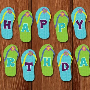 PRINTABLE Flip Flop Flower Beach Happy Birthday Banner for | Etsy