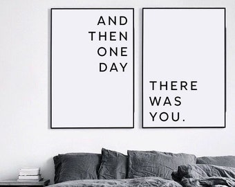 Bedroom printable art, Living room art, Bedroom print, Valentines printable, Anniversary gift, Wedding sign, And then one day there was you