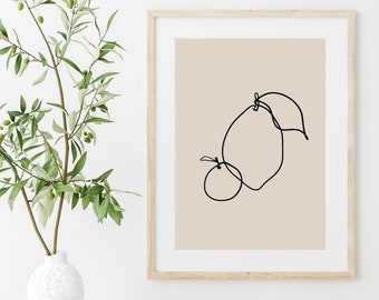 Beige Black Kitchen Wall Art, Neutral Botanical Print, Minimal Line Art,  Neutral Bedroom Printable Art, Beige Floral Decor Botanical Poster