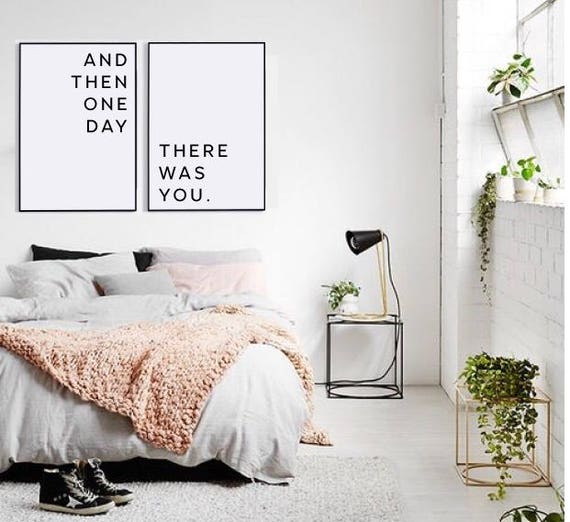 Master Bedroom Wall Decor Printable Wall Art Above Bed Art Printable Love Quote Affiche Scandinave And Then One Day There Was You