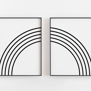 Minimalist Printable Art Set of 2 Prints Black and White Rainbow Sign ...