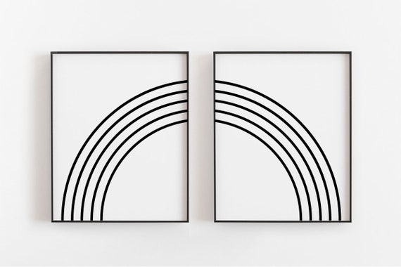 Minimalist Printable Art Set of 2 Prints Black and White | Etsy