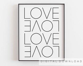 Love print, Love art, Love poster, Living room decor, Love printable, Love digital print, Love wall print, Love wall art, Bedroom art