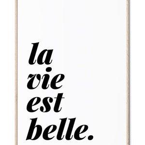Life is Beautiful, French Bedroom Quote, Living Room Art, Inspirational ...