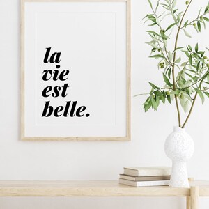 Life is Beautiful, French Bedroom Quote, Living Room Art, Inspirational ...