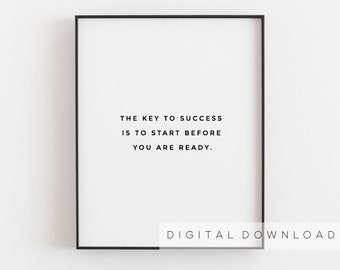 Success wall art, Motivational wall decor, Success quotes printable, The key to success is to start, Success poster, Home office decor