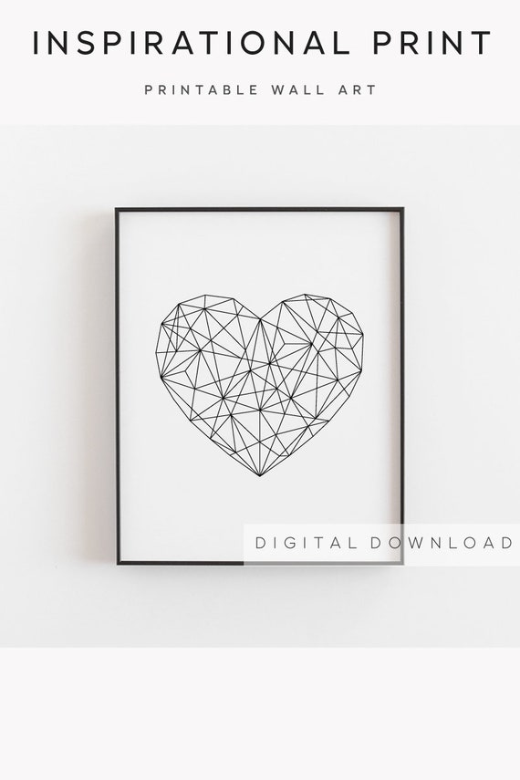 Geometric printable Geometric Heart Heart printable Heart | Etsy