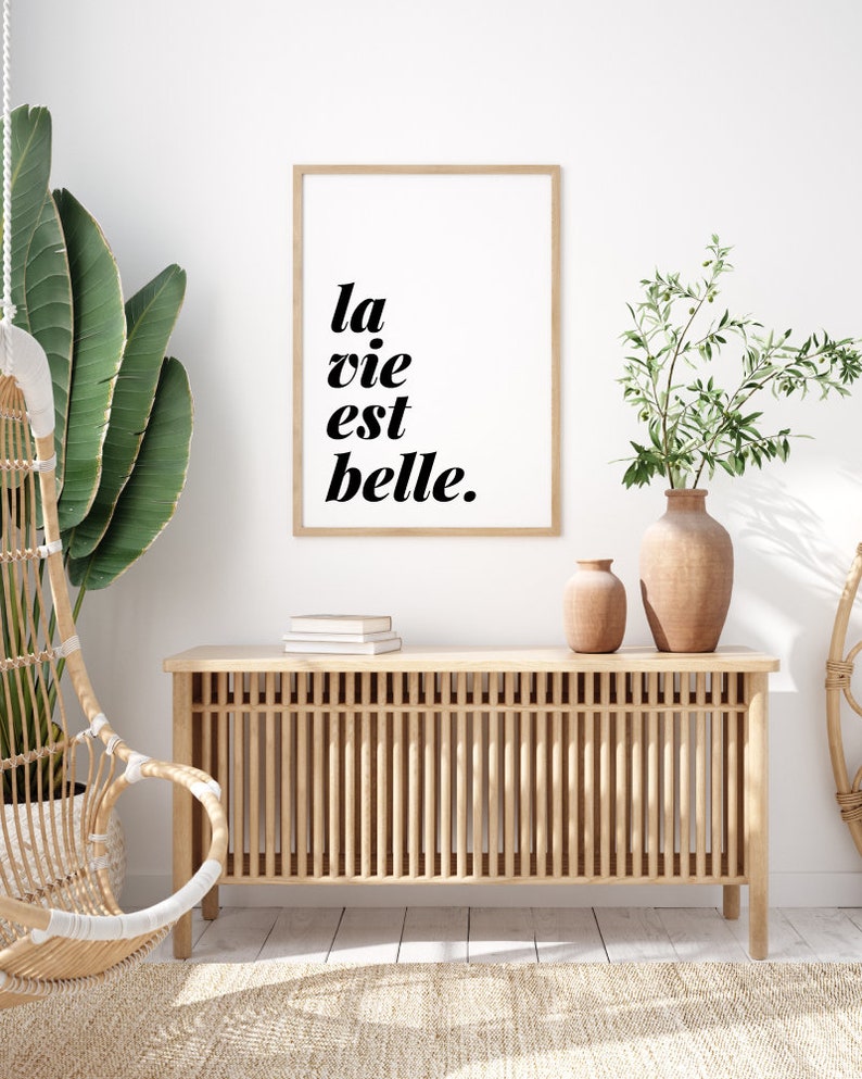 Life is Beautiful French Bedroom Quote Living Room Art Etsy