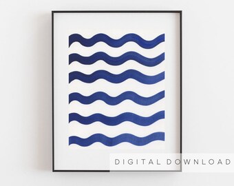 Blue White Home Decor, Blue Abstract Watercolor Prints, Sea Blue Wall Art, Blue printable art, Simple art, Watercolor Printable Painting