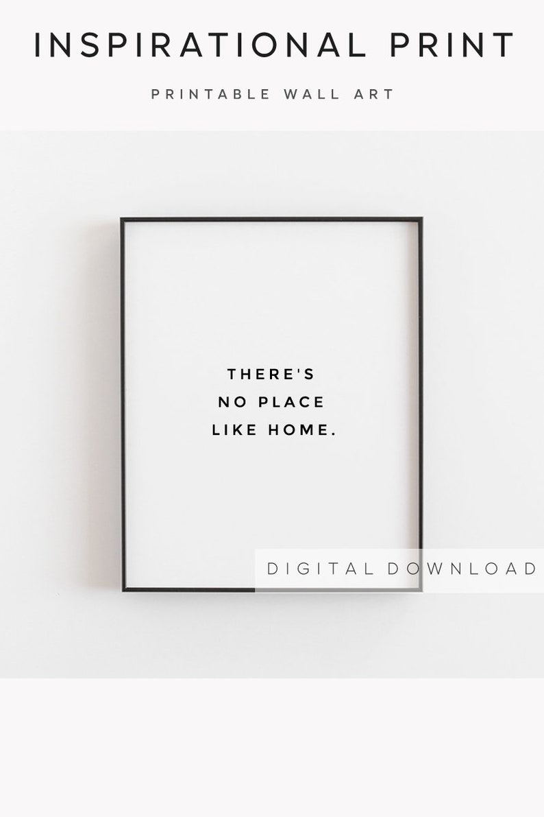 There's No Place Like Home, New homeowner gift, New home gift, Inspirational quotes wall art, Living room decor, Housewarming gifts image 1