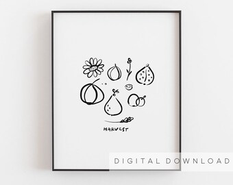 Fall art,  Fall decor, Botanical print, Fall printable art, Pumpkin print, Fall signs, Fall prints, Kitchen wall decor, Fall wall art