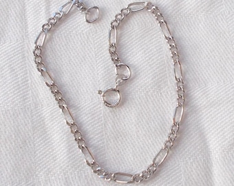 Sterling FIGARO CHAIN BRACELET Vintage 8 1/4" long
