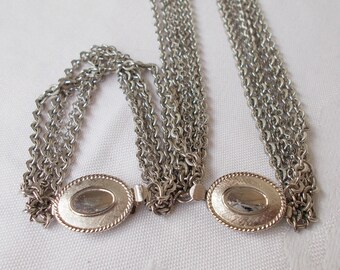Vintage Avon Multi Chain NECKLACE & BRACELET SET Silvertone Convertible Style Simple Modern