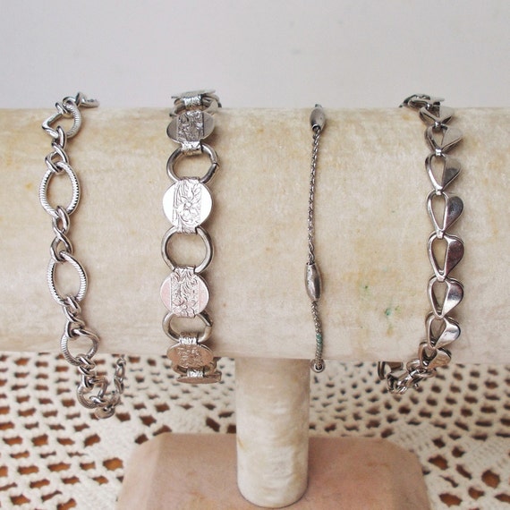 Choice - CHAIN BRACELETS Silvertone Layer Stack S… - image 7