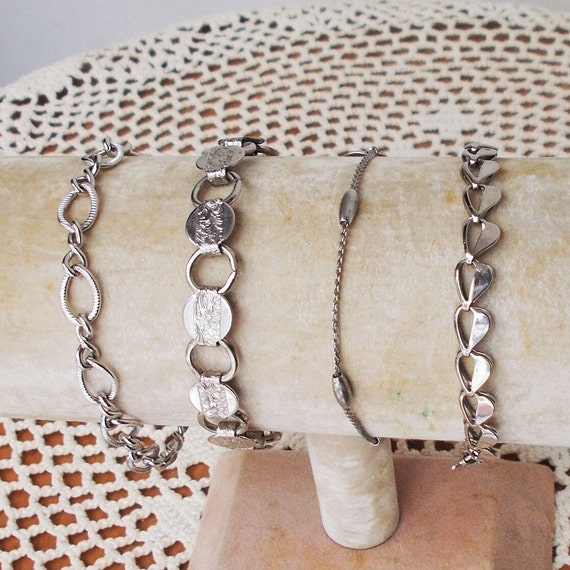 Choice - CHAIN BRACELETS Silvertone Layer Stack S… - image 6