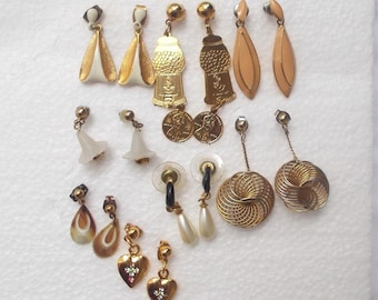 8 pair STUD EARRINGS Calla Lily Dangle MOP Rhinestone  .59