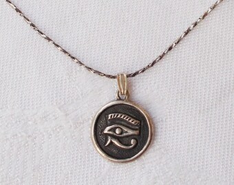 925 Sterling Silver Rope Chain BRACELET with CHARM Eye of Horus Egyptian Revival Protection Jewelry