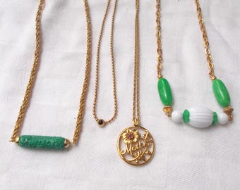 Choice:  Avon Bozart FASHION NECKLACE Faux Jade Mother Mini Dot Green & White (cr)