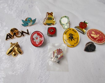 Set of 12 Assorted HAT PINS Tie Tacs Lapel Pin Avon Bowling ALA American Legion Amway .O